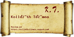 Kolláth Tímea névjegykártya