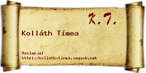 Kolláth Tímea névjegykártya